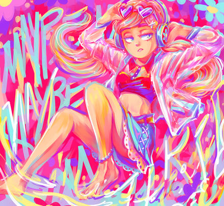 commission for mae: sasami + "little violence" by waterparks + bright/hot pink/yummy colours