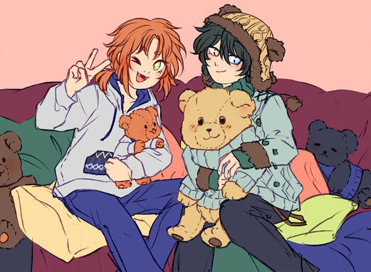 sketch lined example: leo and mika (ensemble stars)